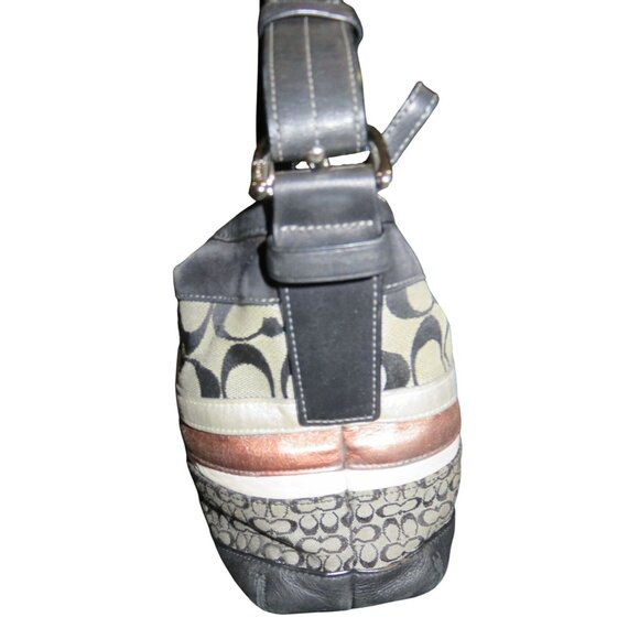 Coach 2007 Signature C Top Handle Striped Canvas & Leather Satchel Shoulder Bag - Picture 4 of 12